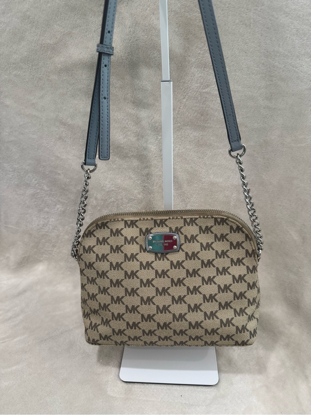 Michael Kors Cindy Dome MK Logo Crossbody Bag with Blue Strap